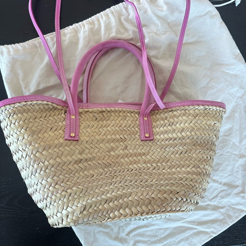 Jacquemus Pink and Tan Straw Raffia Bag - Picture 8 of 10